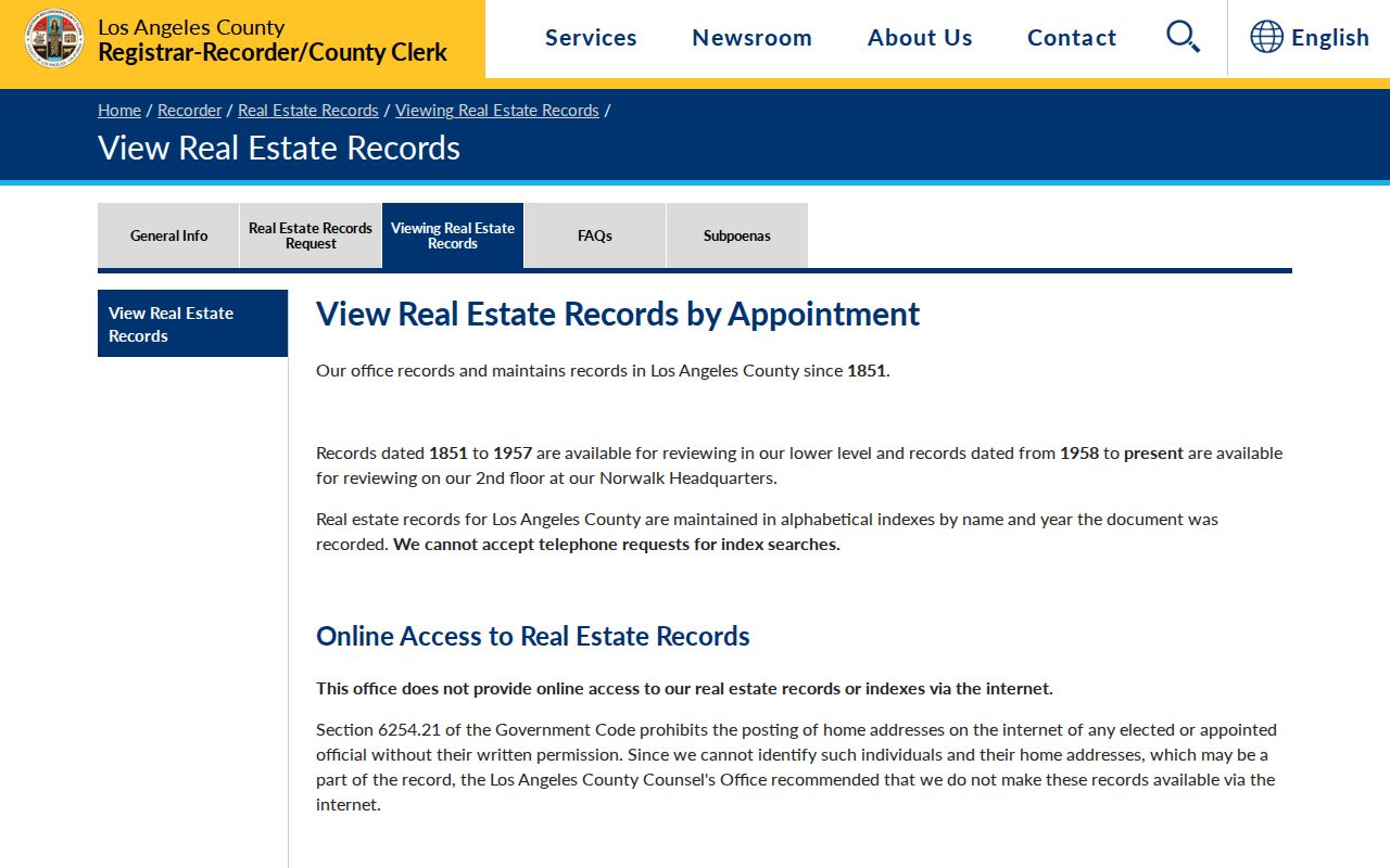 Torrance people search through Los Angeles County real estate record viewing