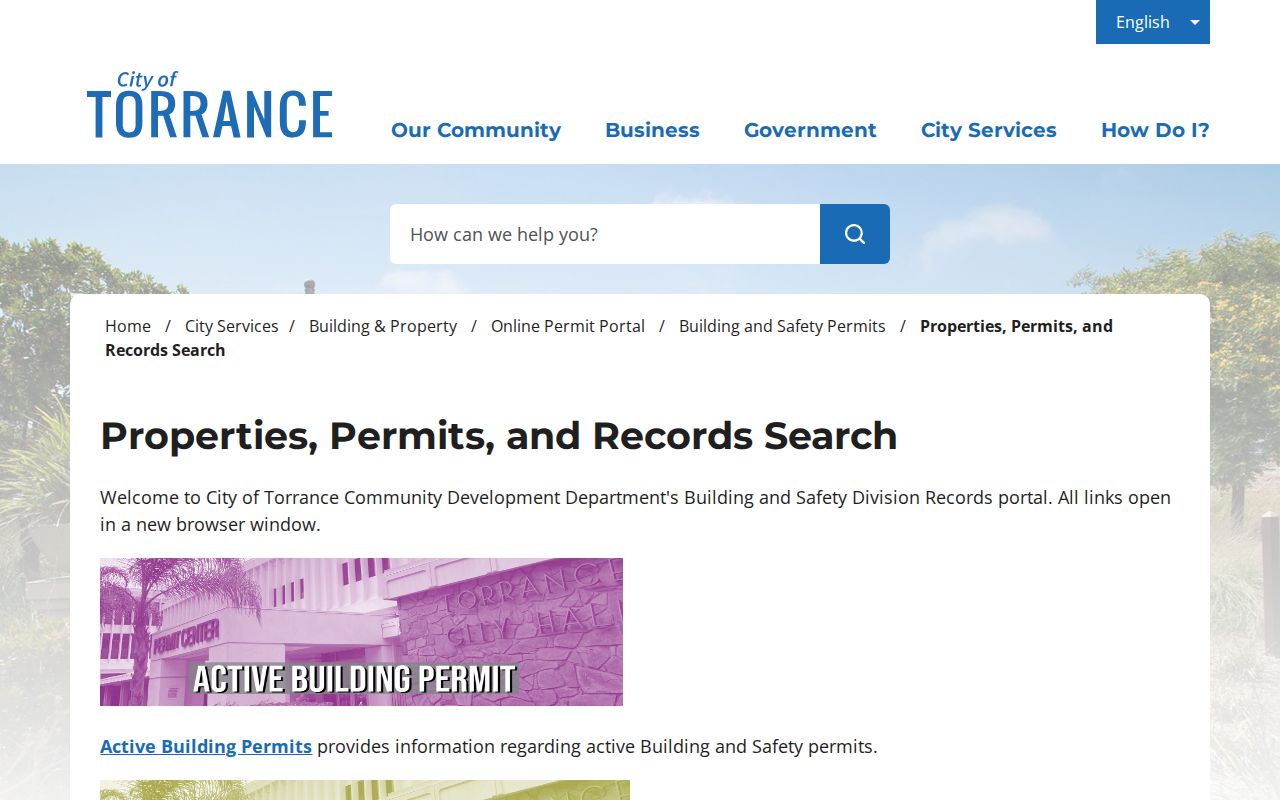 Torrance people search through building permits and property records