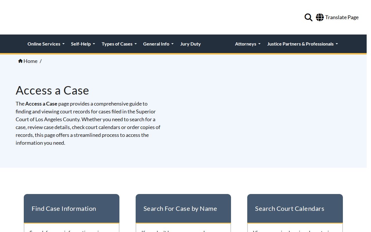 Torrance public records access through the Los Angeles Superior Court case hub