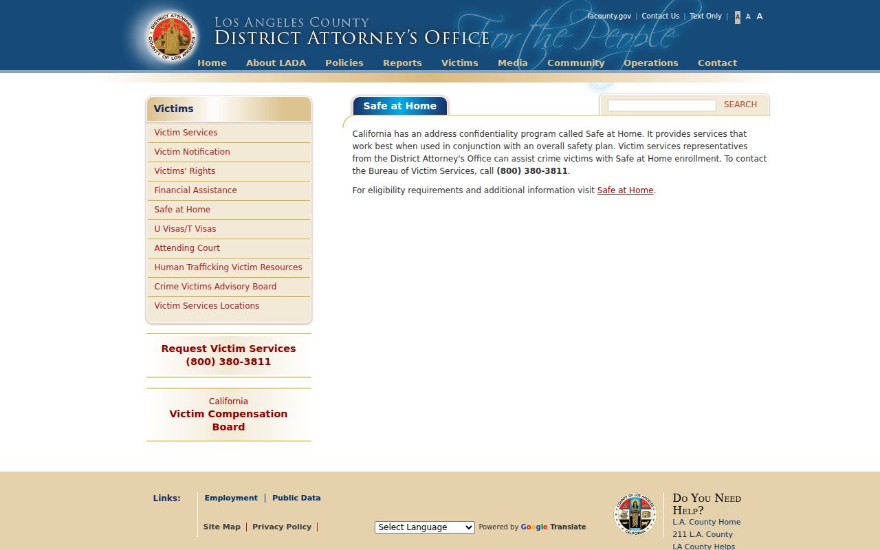Torrance voter records Safe at Home assistance page